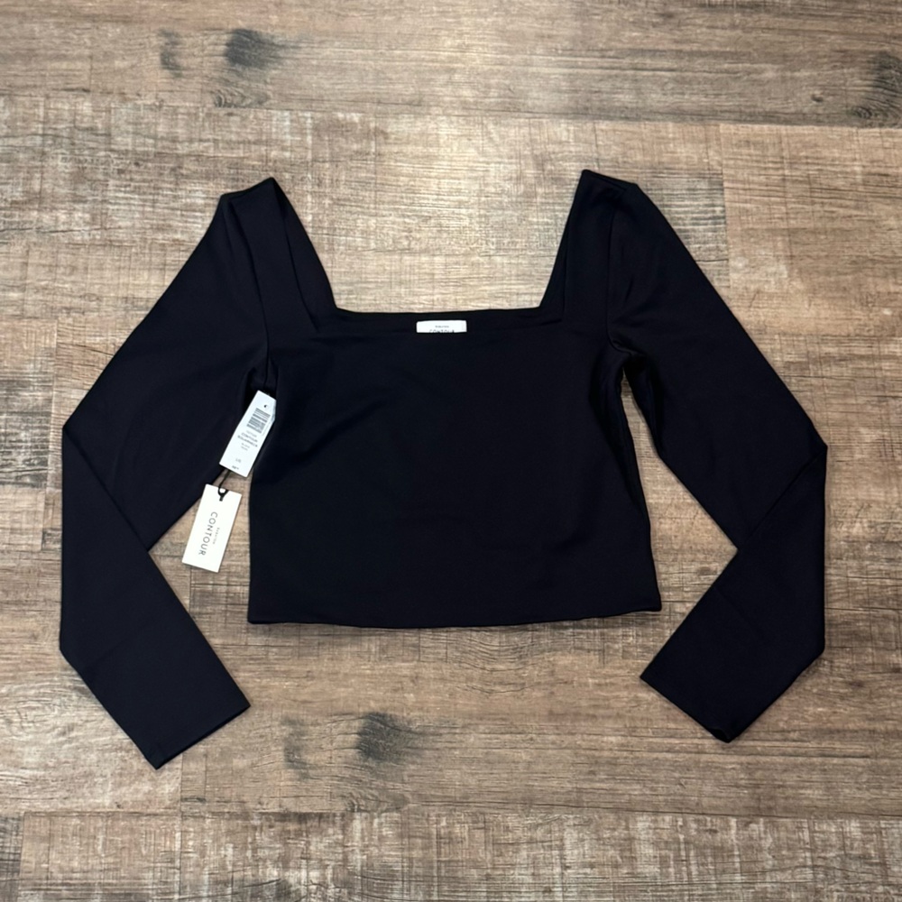 NWT Babaton Contour Squareneck Long-Sleeve Top - Black